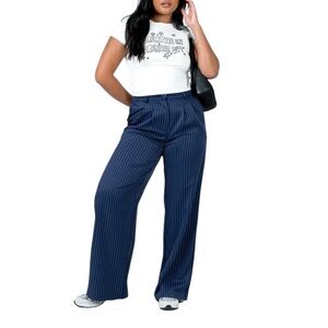 Princess Polly Navy Striped Wide Leg Pants